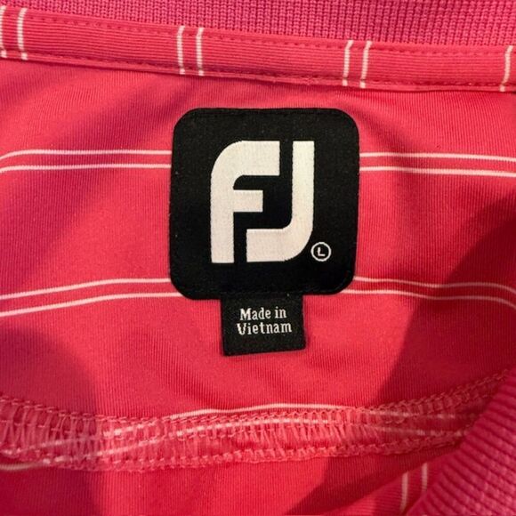 FootJoy Golf Polo Pink with White Stripes Performance Size Large - Picture 6 of 12